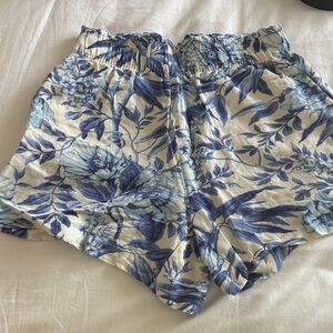 H&M Blue Floral High Waist Women's Shorts